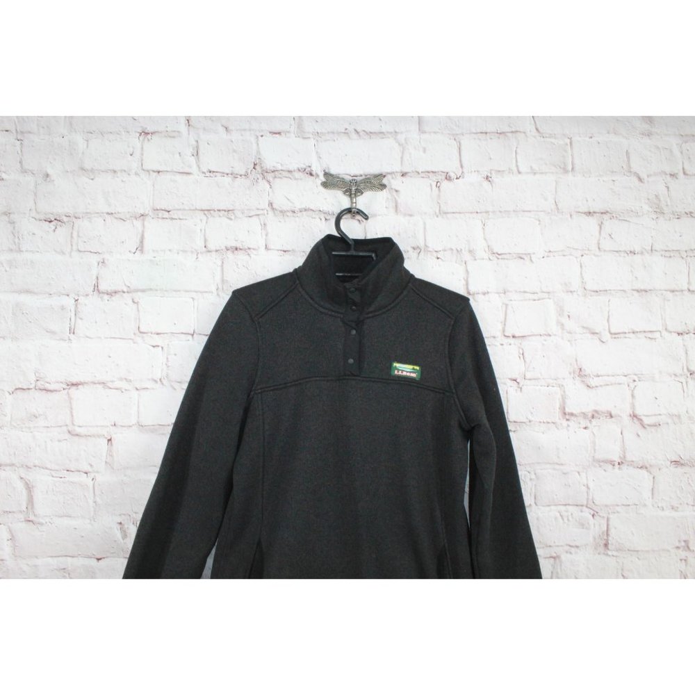 LL Bean Black Fleece Smooth Rugged Knit Pullover Sweater Size S - Picture 2 of 9